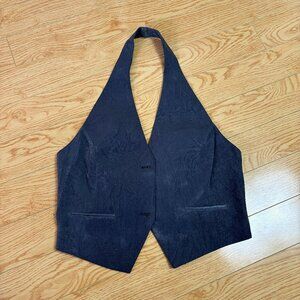 Vintage women's grey button up vest with pockets